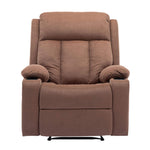 Lexi recliner armchair in brown microfiber with plush upholstery and modern design.