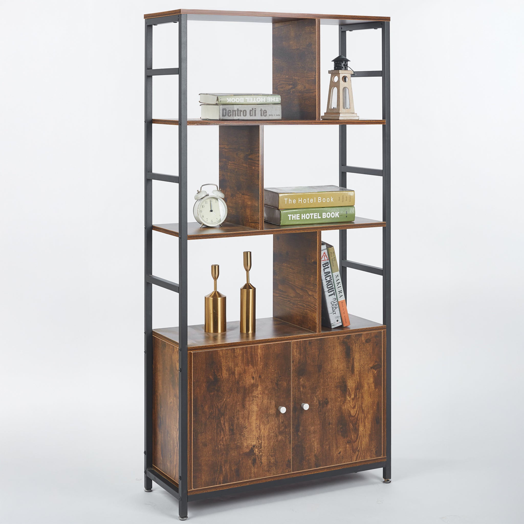Bookcase Storage Shelves Bookshelf BS-04 buring wood