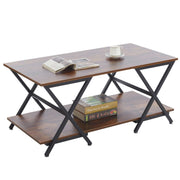Durable and easy to clean surface on industrial rustic coffee table