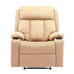 Lexi recliner armchair CR-2032 in beige microfiber with overstuffed arms and high-density foam for ultimate relaxation.