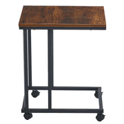 Wooden table with metal frame and wheels on a white background| Artisansa SA