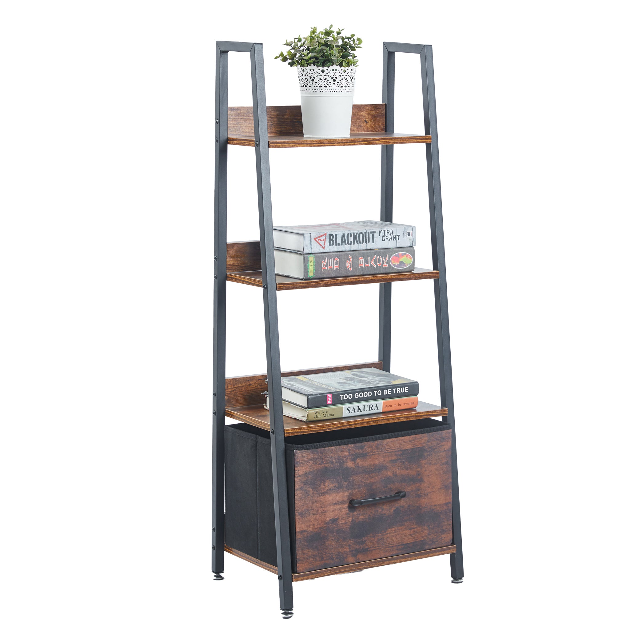 Bookcase Storage Shelves Bookshelf OT121Buring wood