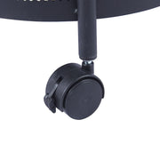 360 degree rotating wheels of a rolling round storage trolley