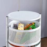 Portable round storage trolley in black and white finishes