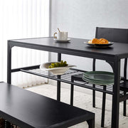 4-piece dining table set with bench featuring storage under the table and bench, perfect for small spaces.