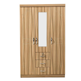 120cm wardrobe with mirror and 3 drawers bedroom storage cabinet