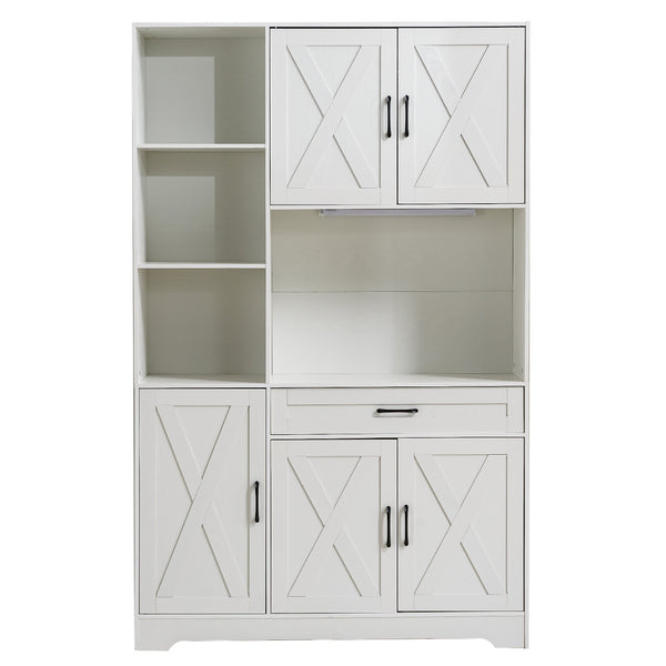 Kitchen Storage Cabinet White LED Buffet