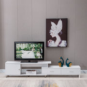 Extendable TV Stand with Marble Top & Storage