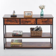 Console Table 3 Drawer Shelf OT-202 Berlin Rustic