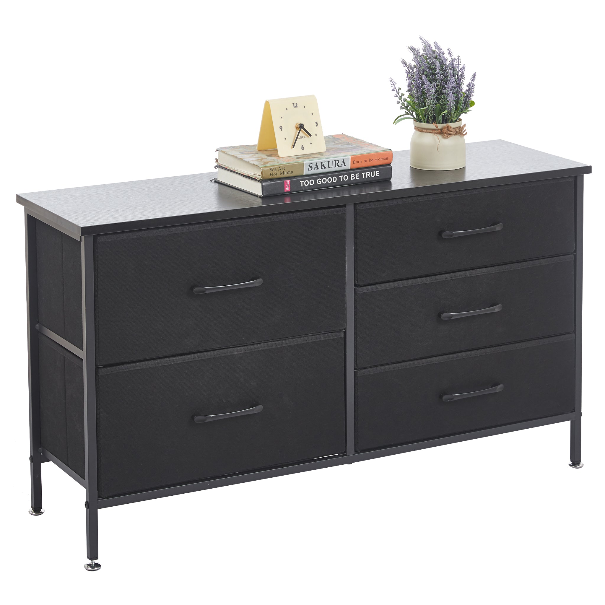 Storage Cabinet 5 Drawers TV Stand  OT-119 Black