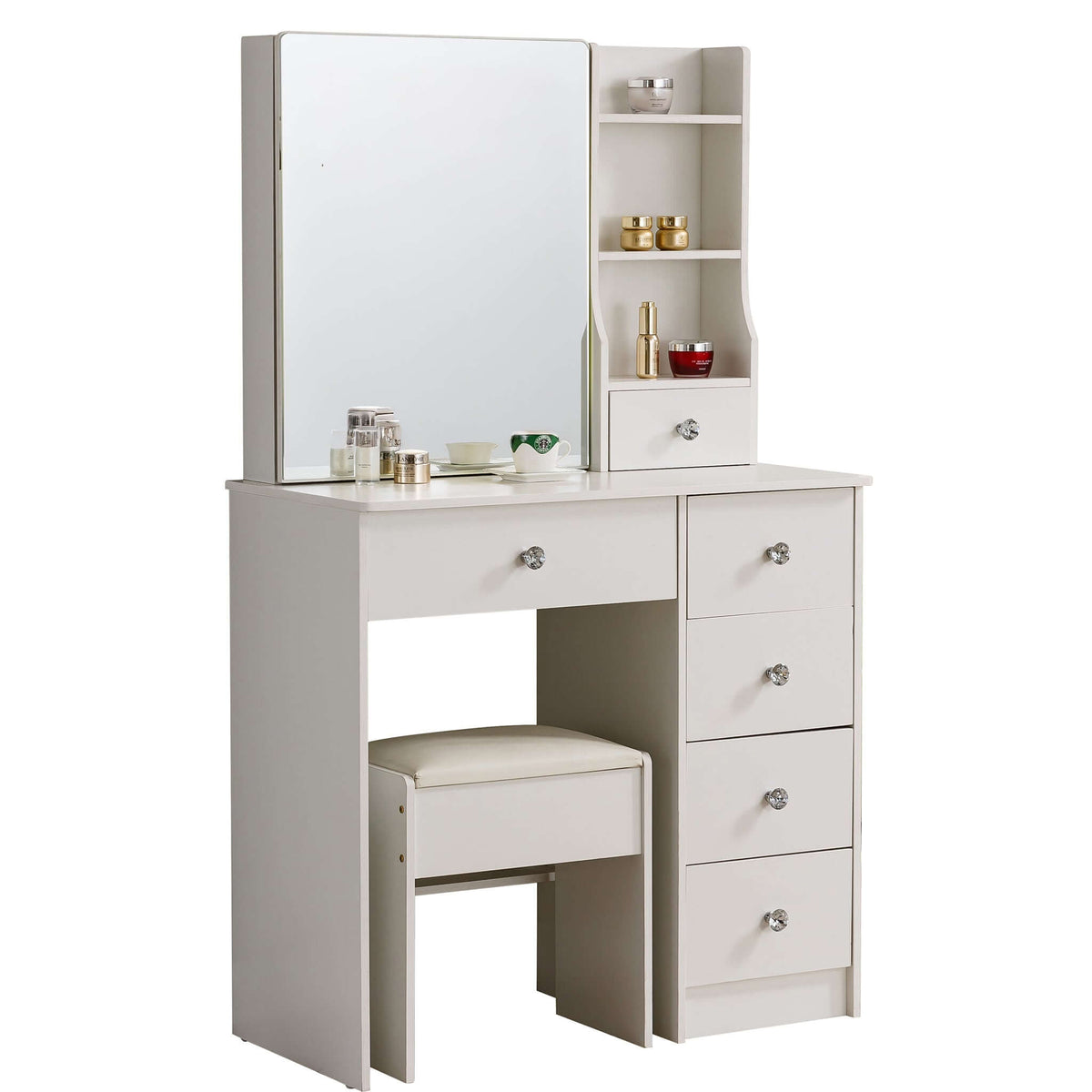 Dressing Table with Mirror DR-15 White Wood Finish - ArtisanSA