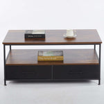 Coffee Table Side Table CT-113 Berlin Rustic with storage drawers and decorative items on top.