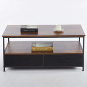 Coffee Table Side Table CT-113 Berlin Rustic with storage drawers and decorative items on top.