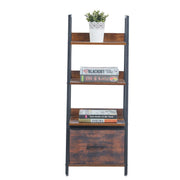 Modern minimalist ladder bookshelf with drawer for bedroom or study room