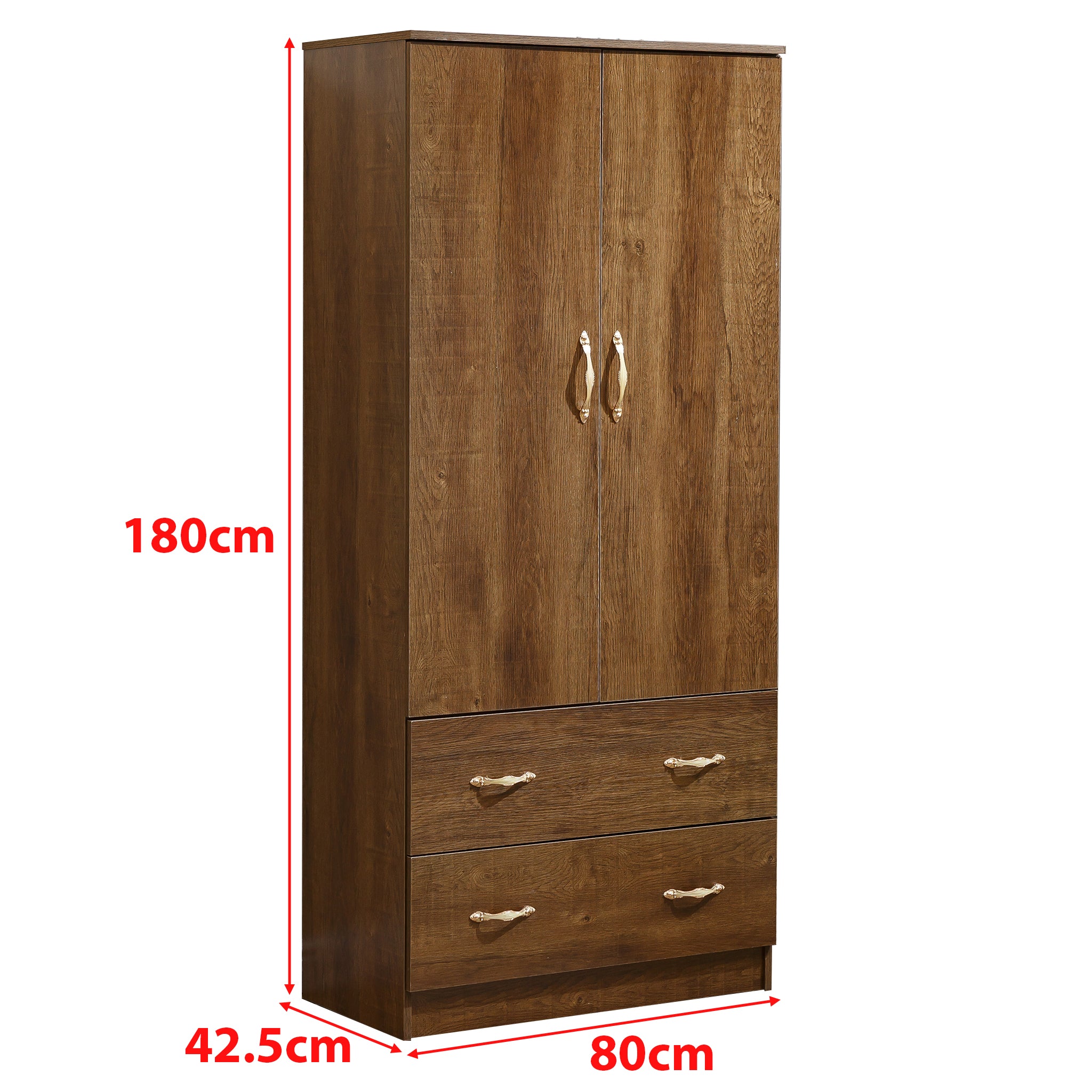 Wardrobe Closet 2 Door Storage Cabinet 4 Drawers WD-113