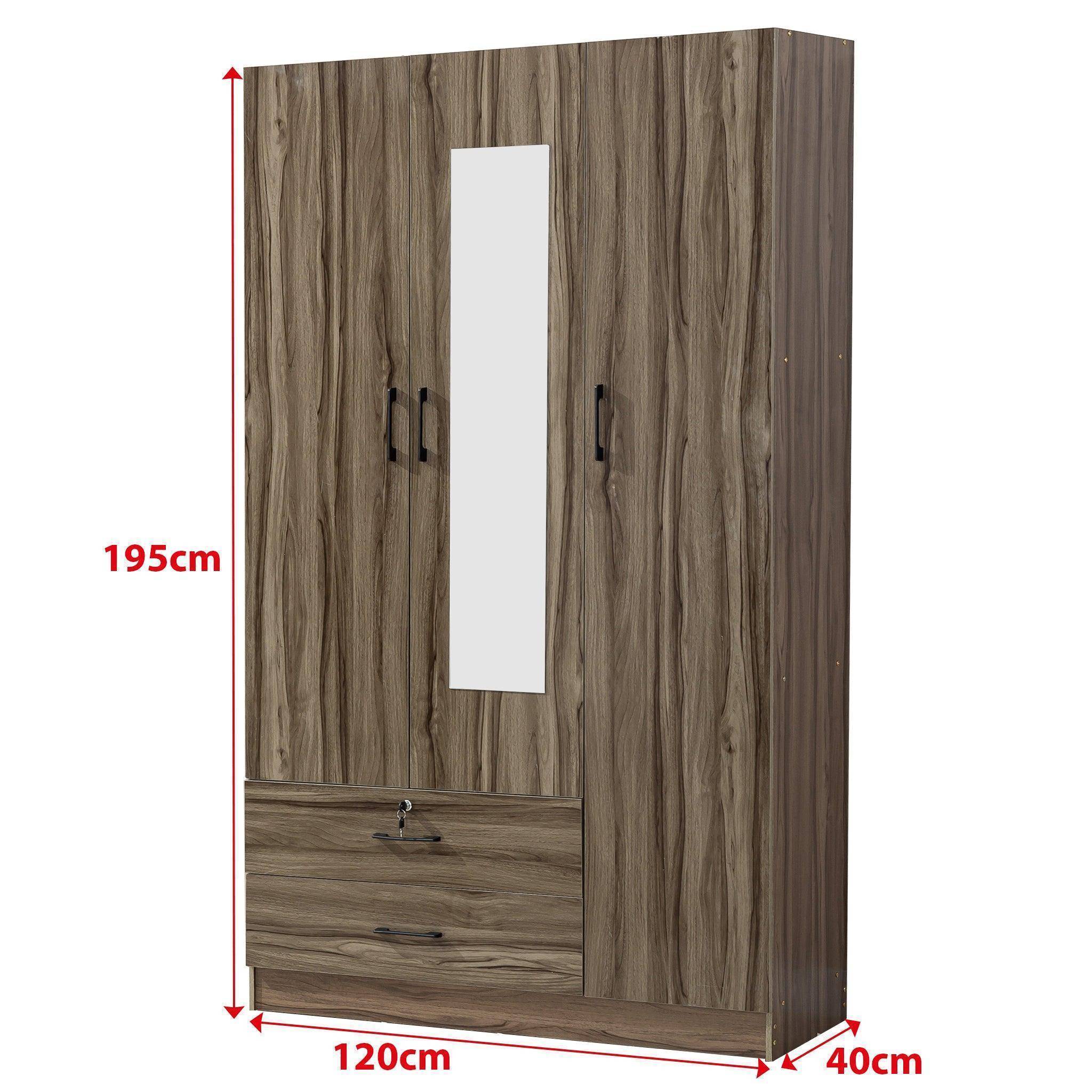 Wood Wardrobe with Mirror