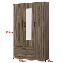 Wood Wardrobe with Mirror