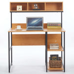 Computer Desk Student Table SD-24 with open shelves, laptop, coffee cup, and organized storage for a tidy workspace.