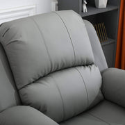 Close-up of the plush grey upholstery and cushioning of the Dakota recliner armchair.