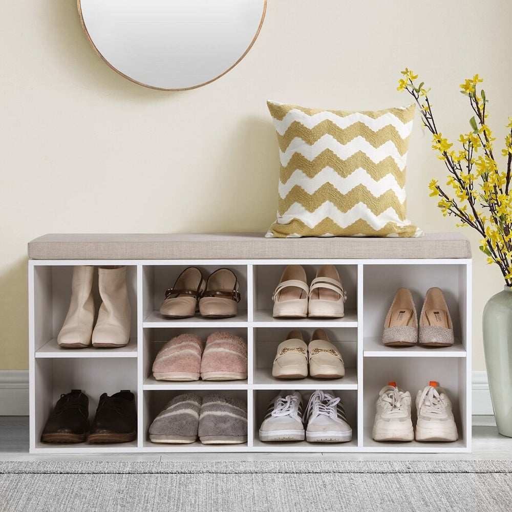 Shoe Rack Storage Bench with Cushion