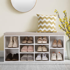 Shoe Rack Storage Bench with Cushion