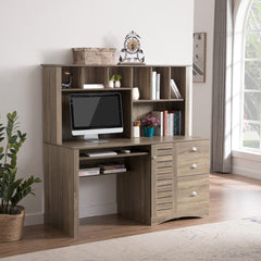 Office Work Desk with Shelves and Drawers