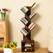 Freestanding Tree Bookshelf with Cabinet showcasing a unique branch-like design and space for books and decor.