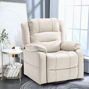 Cream white premium PVC leather powerlift massage recliner chair - easy to clean - Artisansa SA