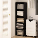 Black 5-tier bookshelf organizing household storage