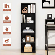 Key features of black 5-tier bookshelf flatpack unit