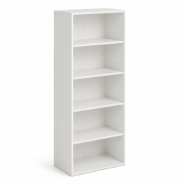 Modern 5-tier bookshelf in white