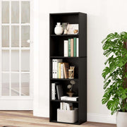 Black 5-tier bookshelf wooden storage rack