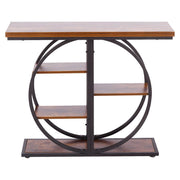 5-Tier Industrial Console Table with Round Metal Frame – main product image