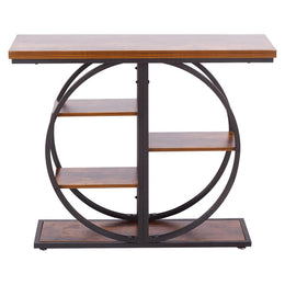 5-Tier Industrial Console Table with Round Metal Frame – main product image