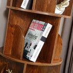 Easy access to books and magazines on 360-degree 5-tier rotating bookshelf