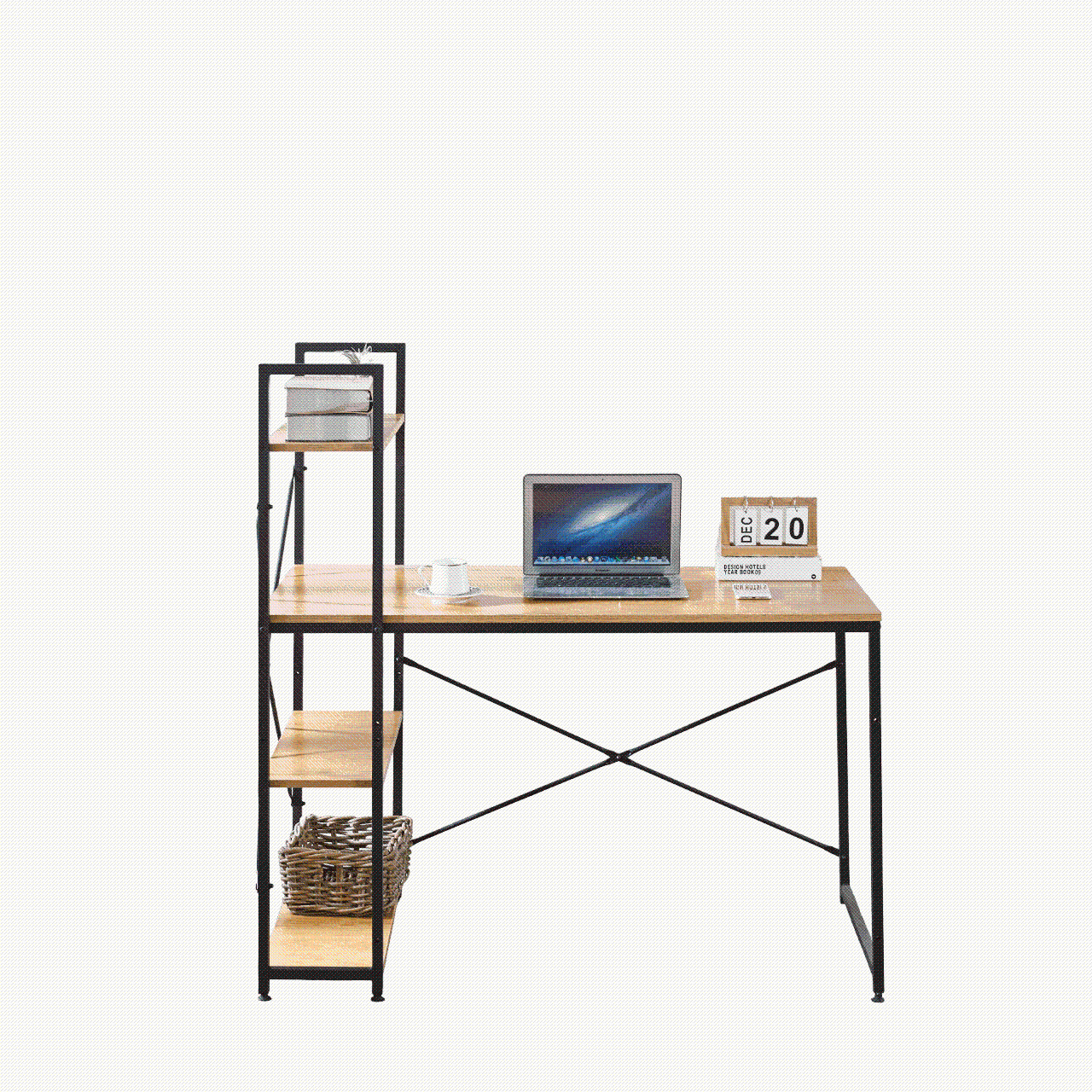 Modern Teak Computer Desk with Top Shelfing  SD-S02