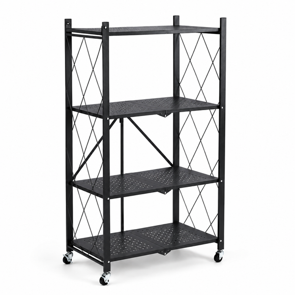 Mobile Kitchen Shelf with 4 tiers and wheels for versatile storage and organization in any room.