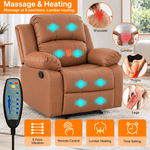 Dakota massage recliner high-density seat cushion and PU leather detail