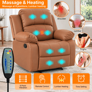 Dakota massage recliner high-density seat cushion and PU leather detail