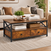 Storage coffee table front view with two drawers