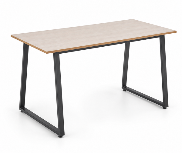 150cm office desk workstation with a large wooden desktop and sturdy metal legs.