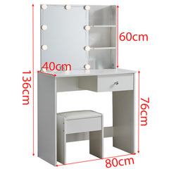 White Dressing Table with Mirror DR-11 - Furniture Piece