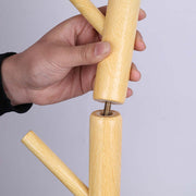 Wooden Coat Rack 8 Hooks Adjustable Stand