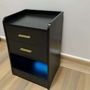 Nightstand LED Side Table 2 Drawers BSD-07 black