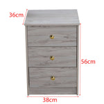 Modern 3-Drawer Side Table BST-01 with elegant grey finish and gold accents, featuring three spacious drawers.