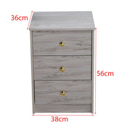 Modern 3-Drawer Side Table BST-01 with elegant grey finish and gold accents, featuring three spacious drawers.