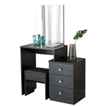 Black dressing table with mirror DR-12 with stool and drawers on white background | Artisansa SA