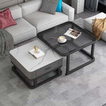 Nesting Coffee Table Set with tempered glass and marble design, perfect for modern living rooms.