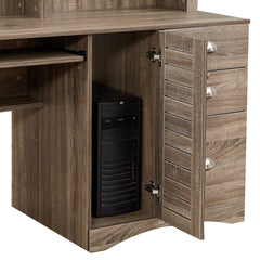 Office Work Desk with Shelves and Drawers