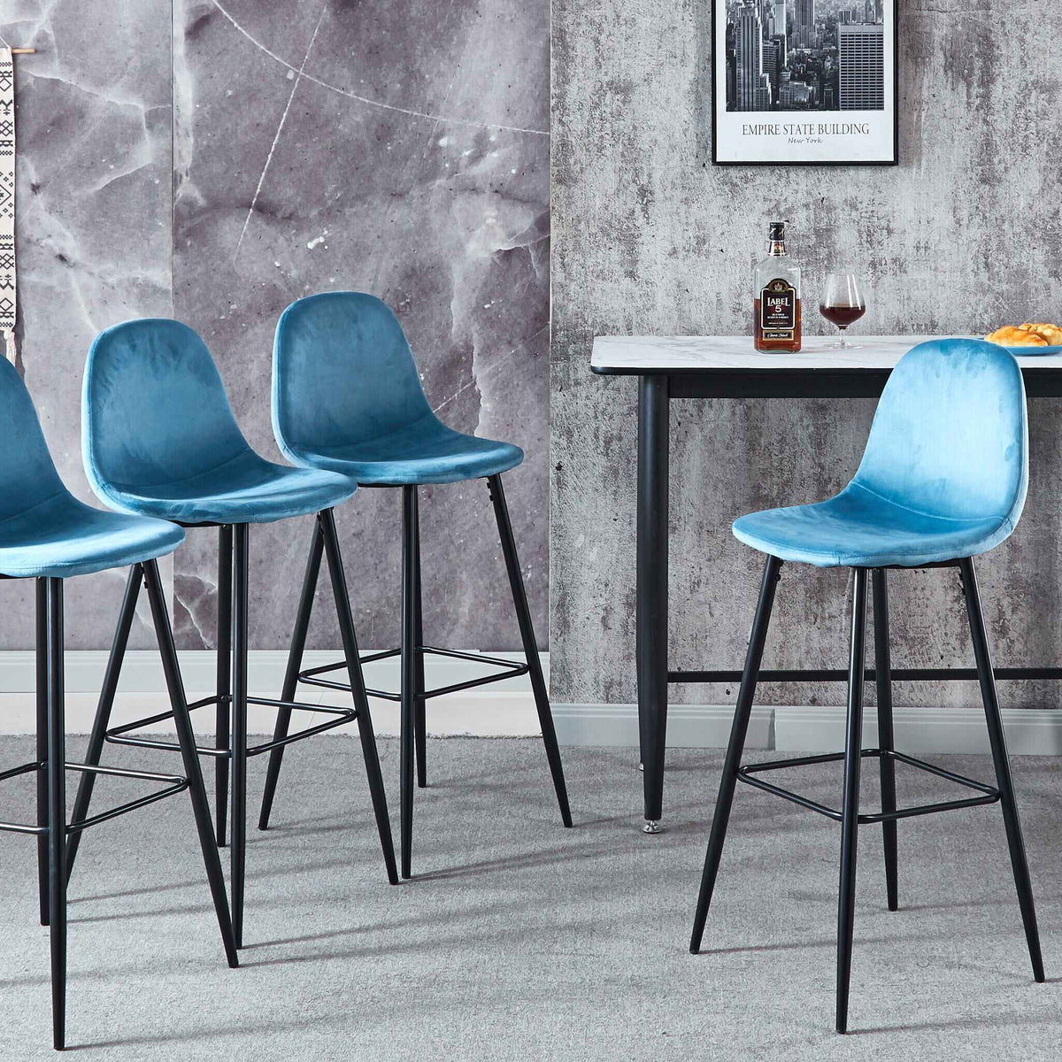 Della Velvet Bar Stool (4-in-1 box) CR-BC028